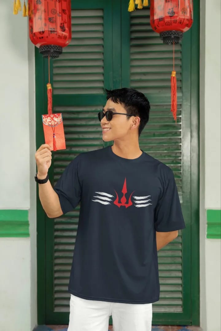Shiv Trishul Oversized Cotton T-Shirt – Unisex