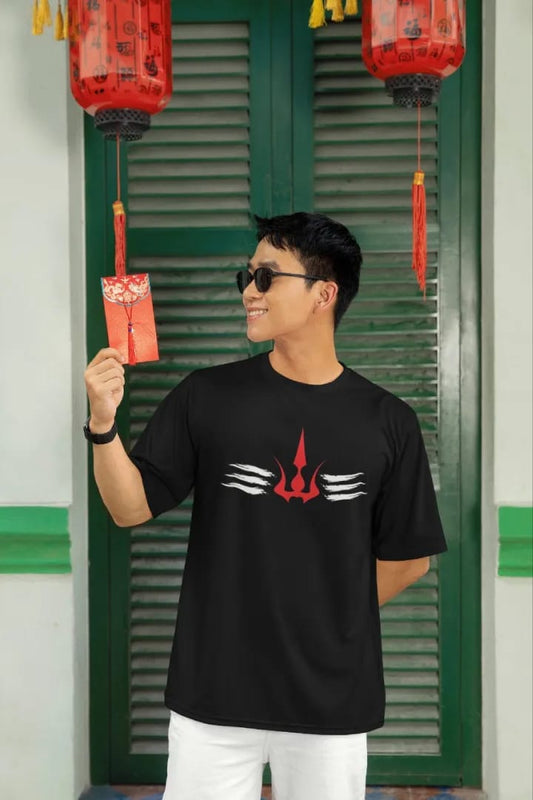 Shiv Trishul Oversized Cotton T-Shirt – Unisex