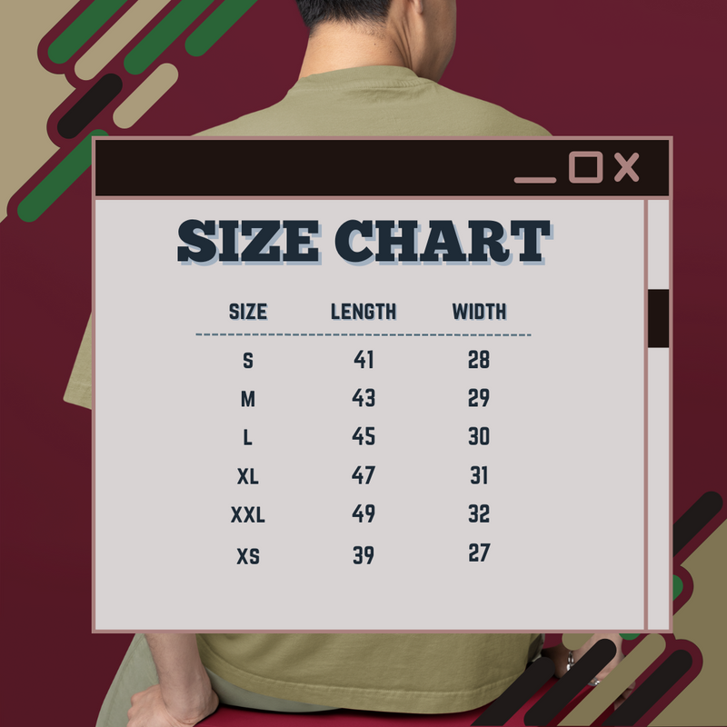 🌍 Oversized Graphic Tee – The World Awaits Size Chart