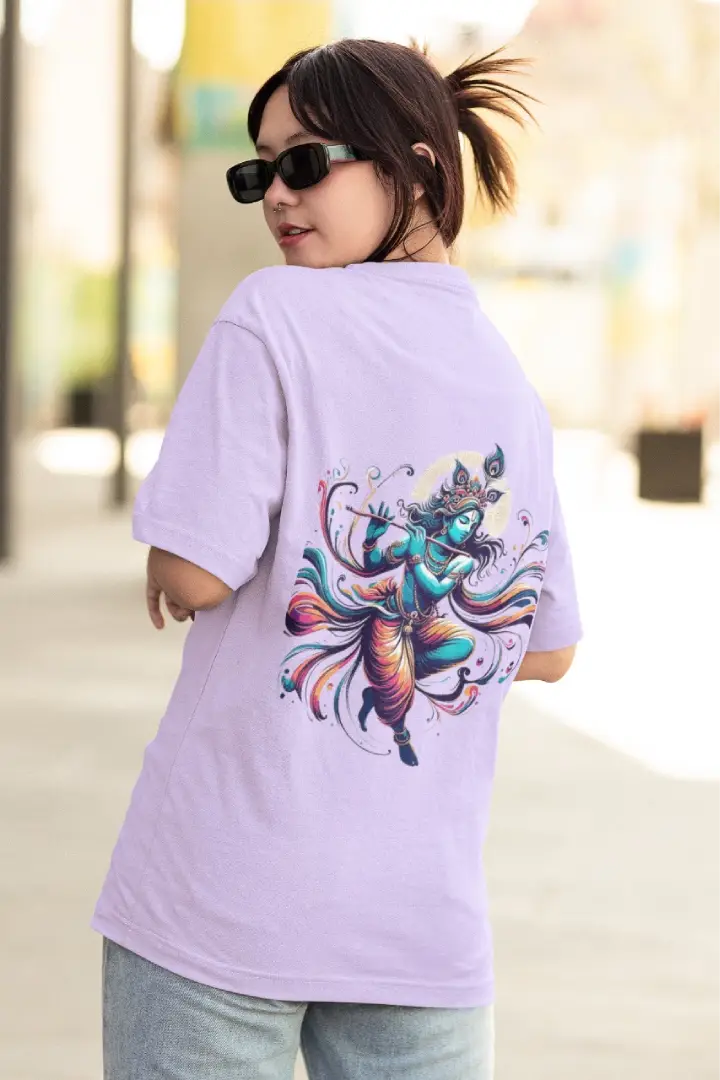 “Divine Krishna Cosmic Flow Tee – Oversize”