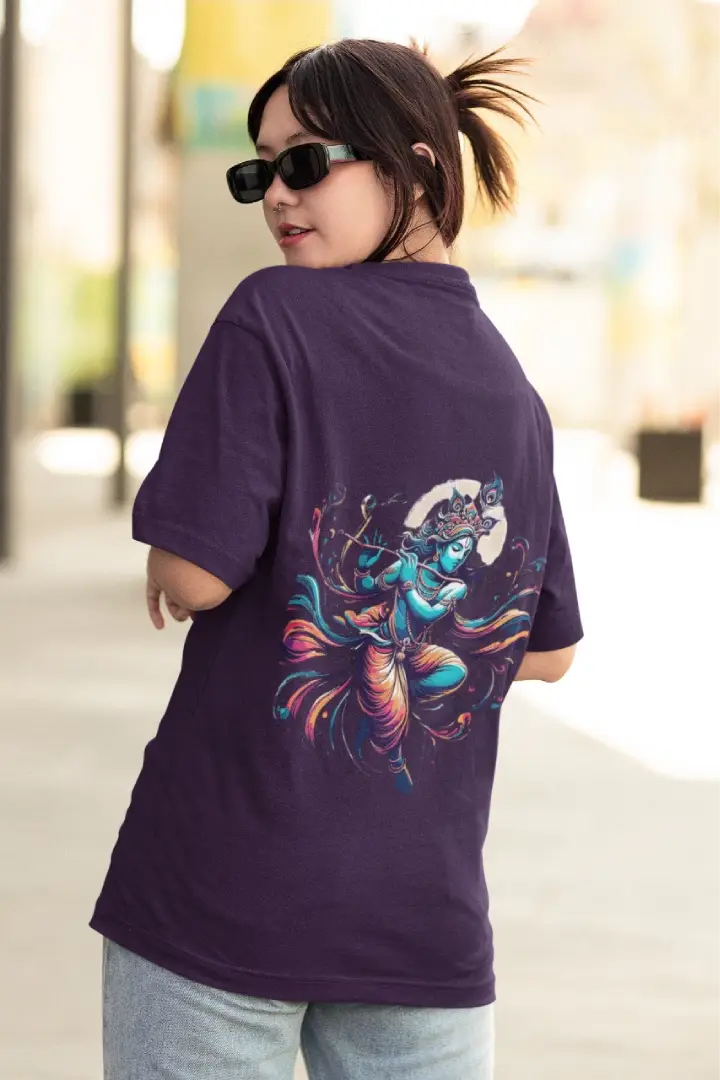 “Divine Krishna Cosmic Flow Tee – Oversize”