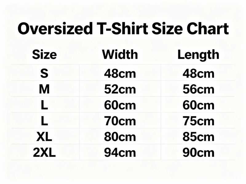 Upper Level With Me – 240 GSM Heavyweight Oversized T‑Shirt (Unisex, 100% Cotton) Size Chart